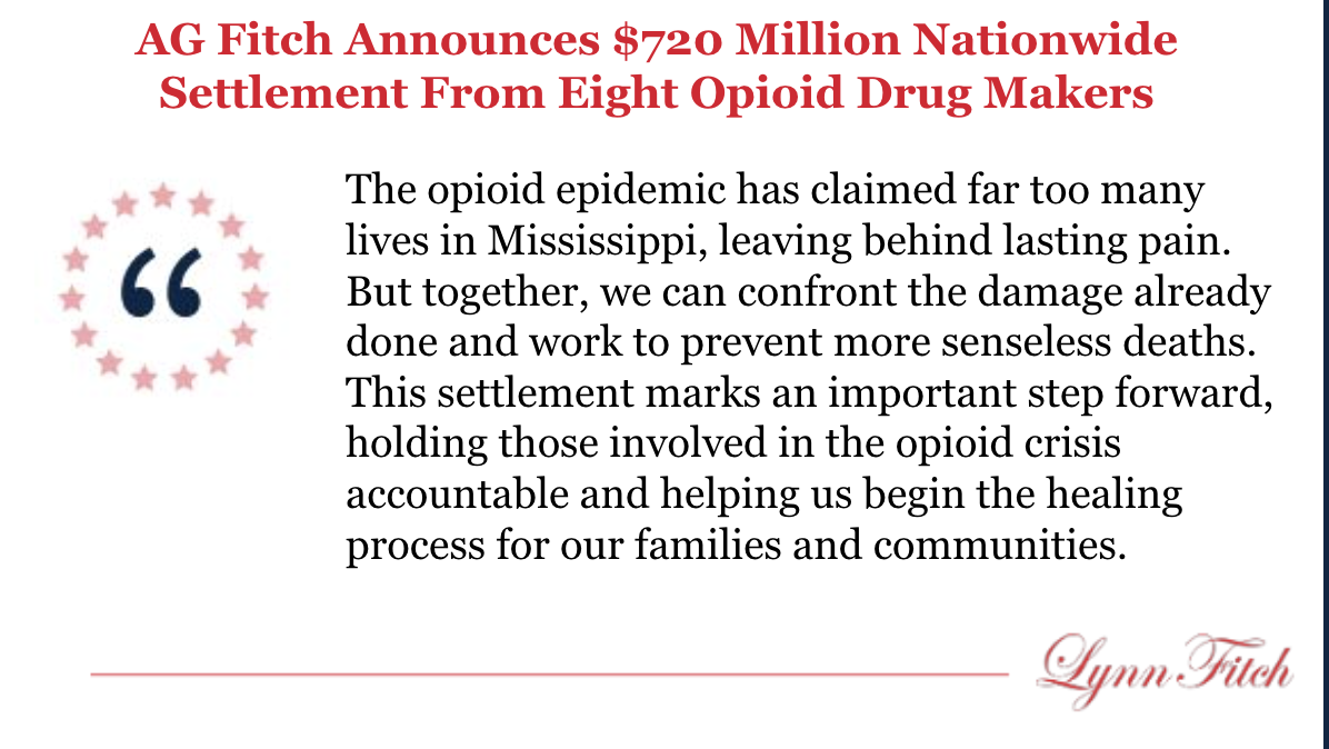 $720 Million Nationwide Settlement from 8 Opioid Drug Makers